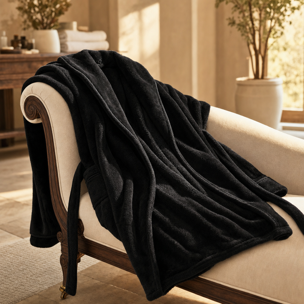 Microfiber Bathrobe – Black